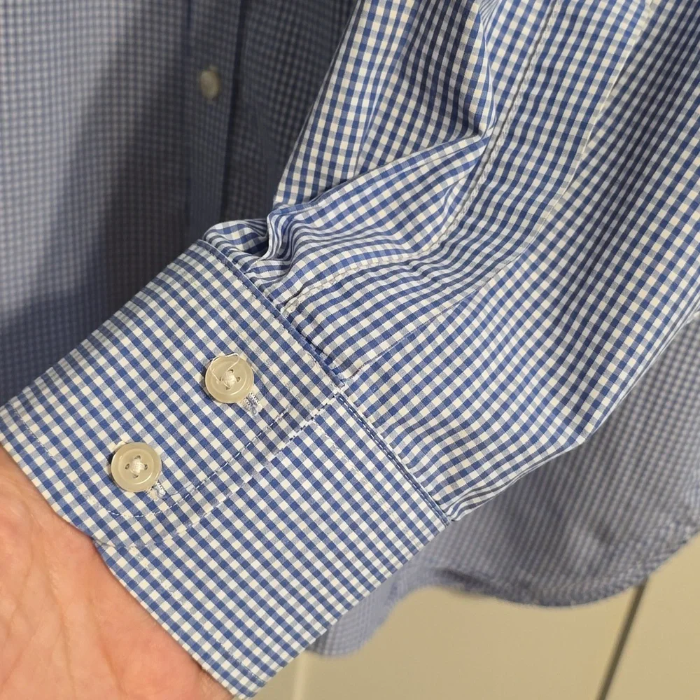 Charles Tyrwhitt Classic Fit Shirt 18x35 Blue Check Smart-Casual Professional - Picture 5 of 9